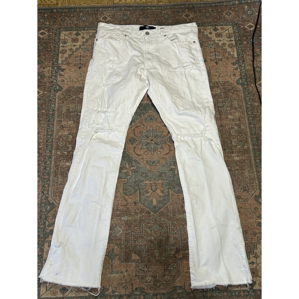 Jordan‎ Craig Martin Stacked Distressed White Denim Jeans